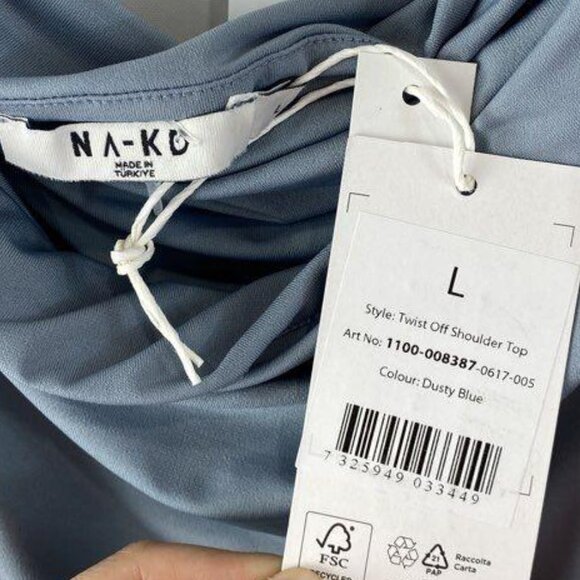 NA-KD Women's Dusty Blue Goddess Draped Top - Picture 3 of 4